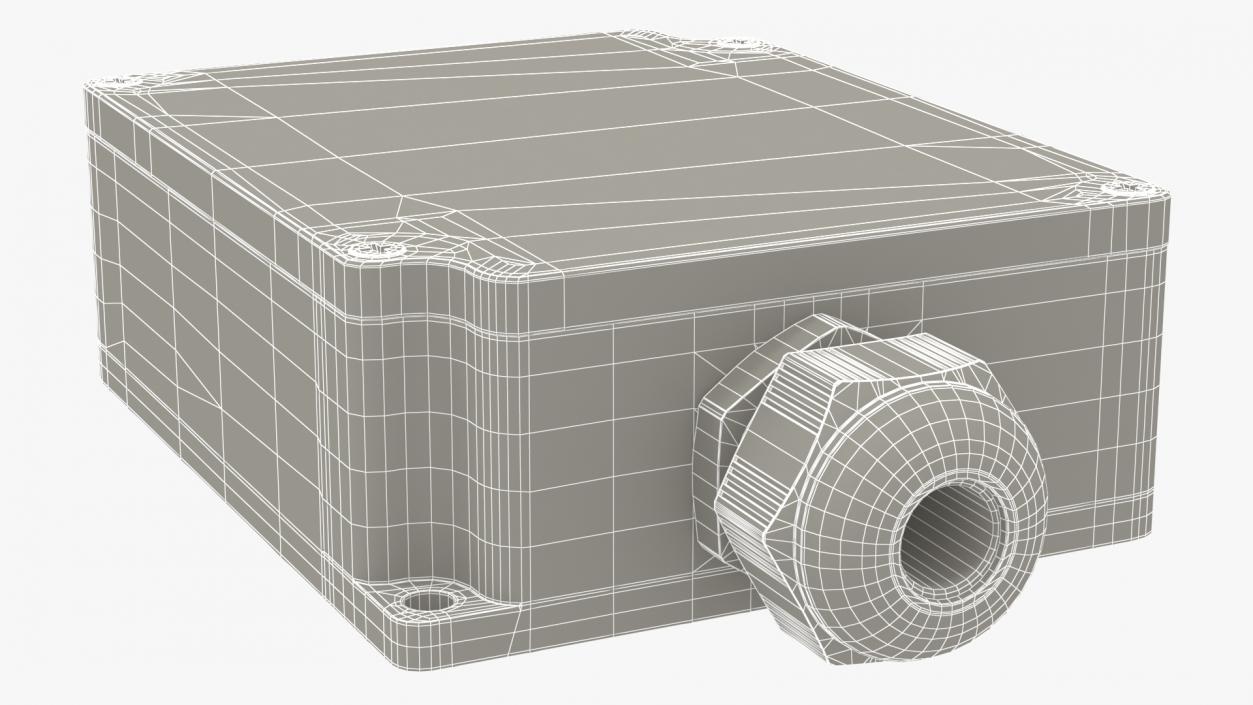 White Closed Junction Box for 2 Wires 3D