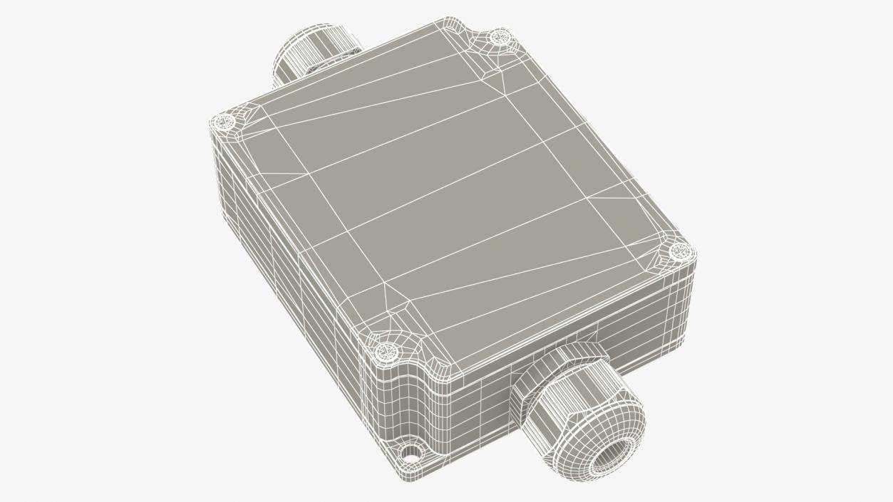 White Closed Junction Box for 2 Wires 3D