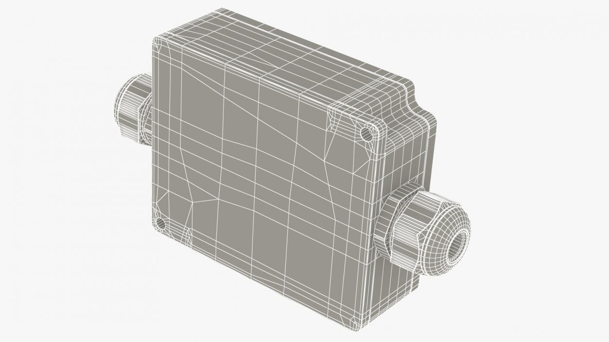 White Closed Junction Box for 2 Wires 3D