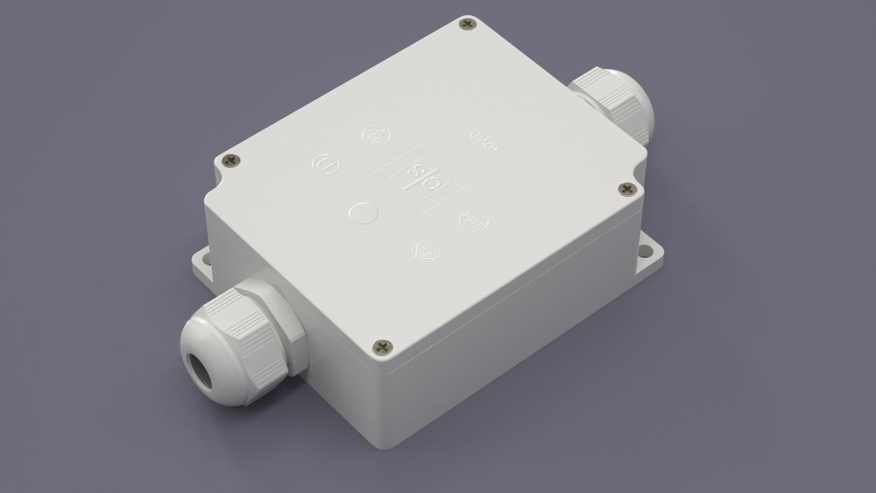 White Closed Junction Box for 2 Wires 3D