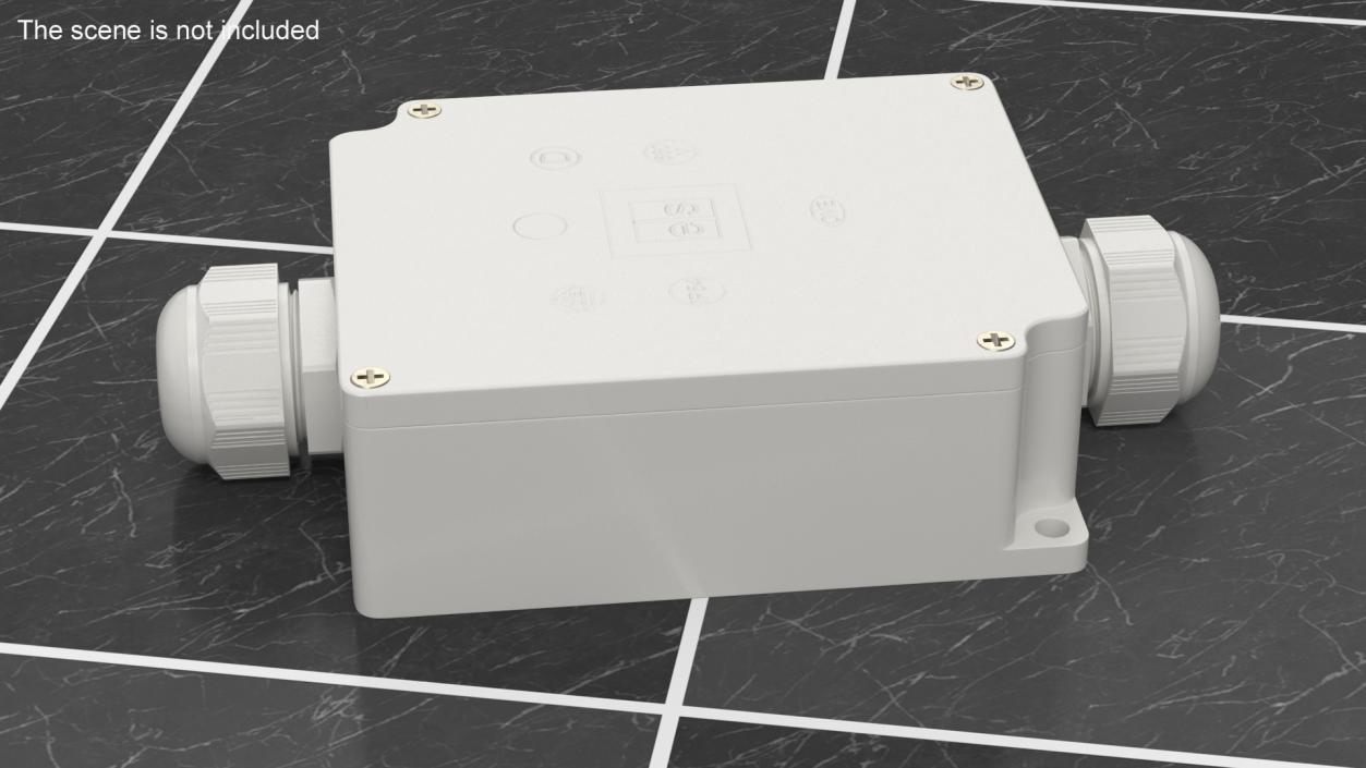 White Closed Junction Box for 2 Wires 3D