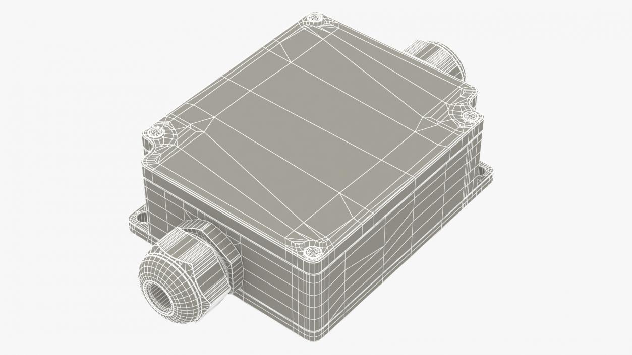 White Closed Junction Box for 2 Wires 3D