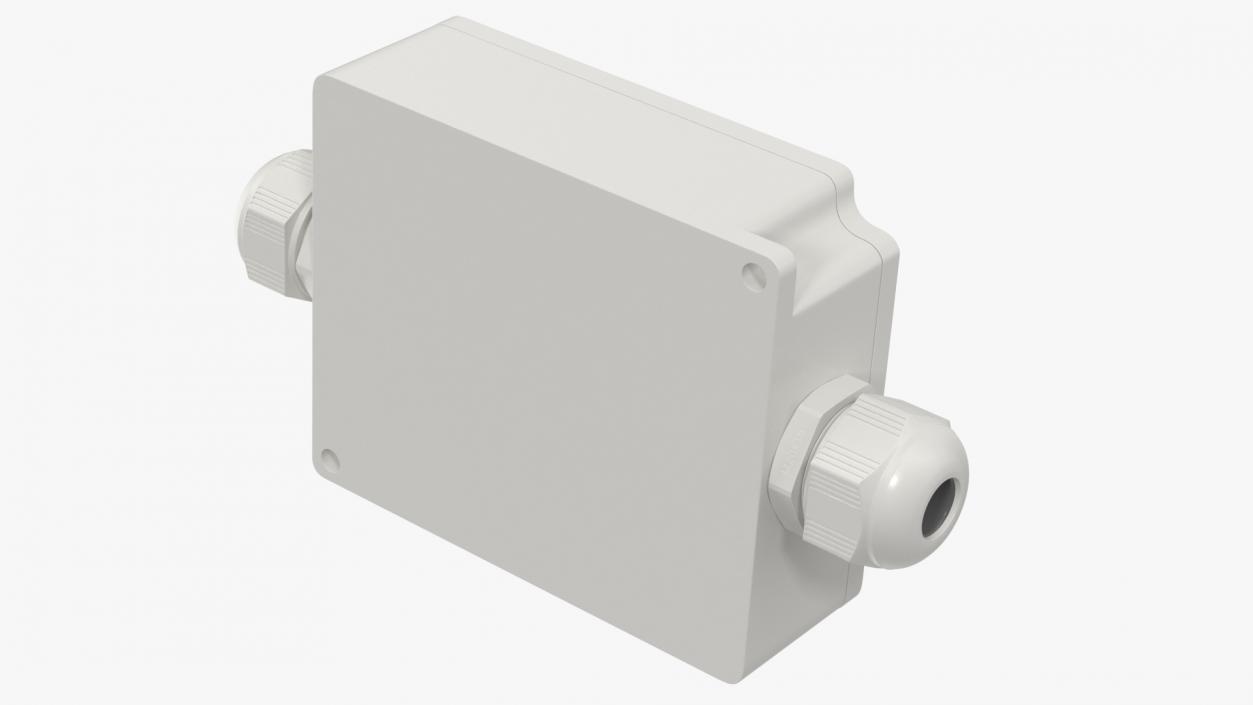 White Closed Junction Box for 2 Wires 3D