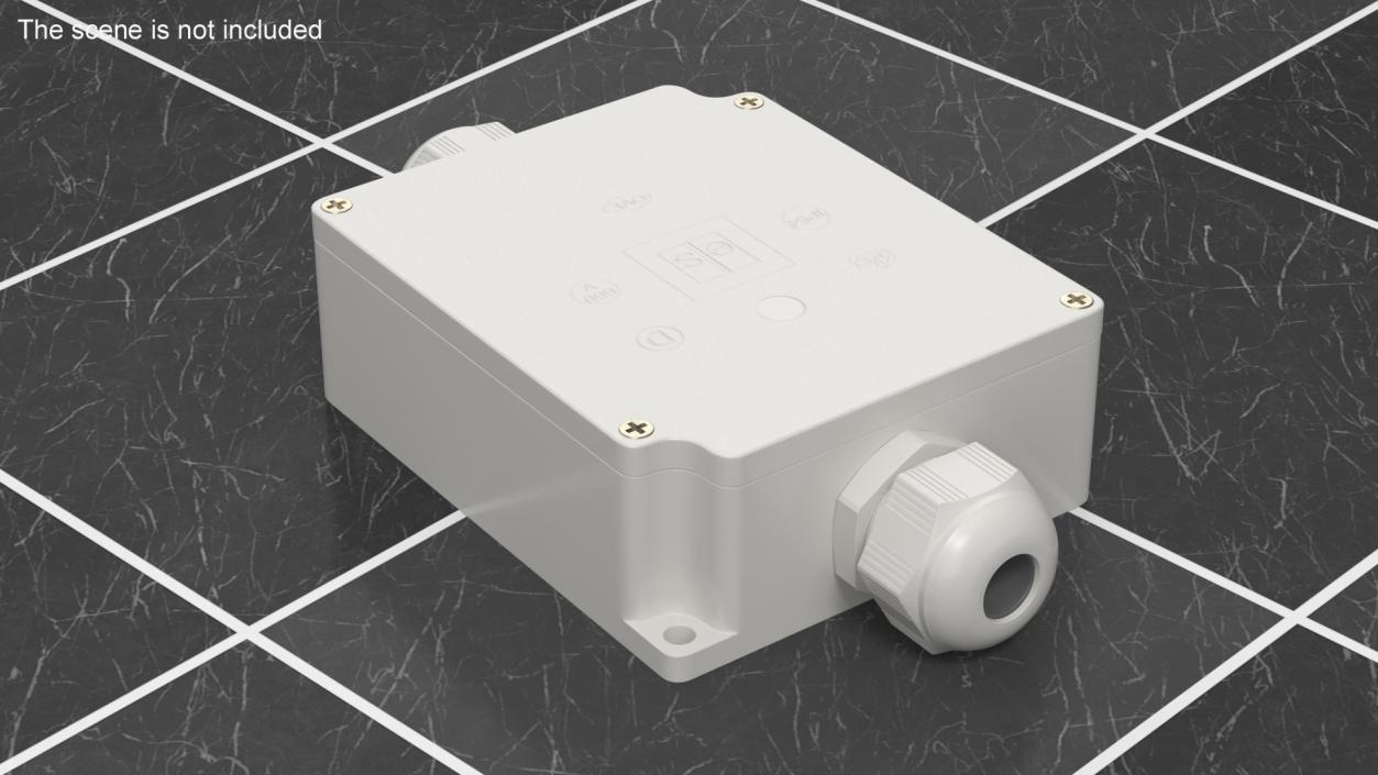 White Closed Junction Box for 2 Wires 3D