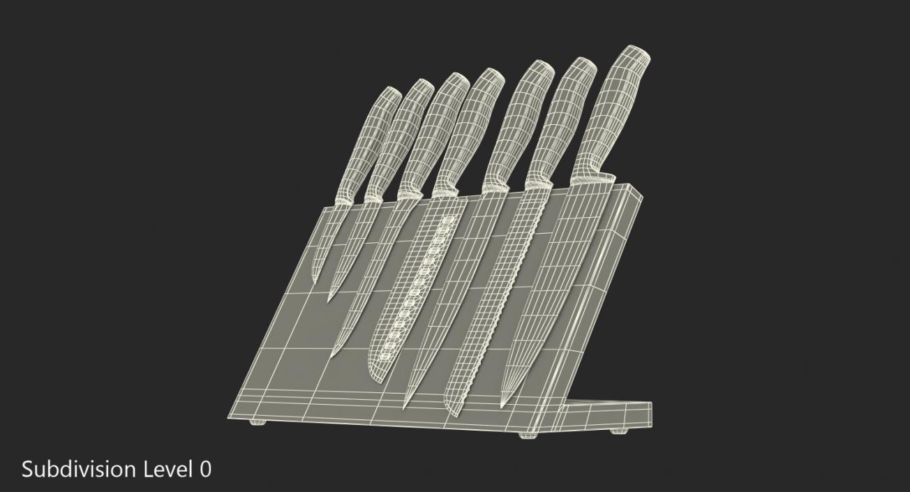 3D model Stainless Steel Knife Set Magnetic Block