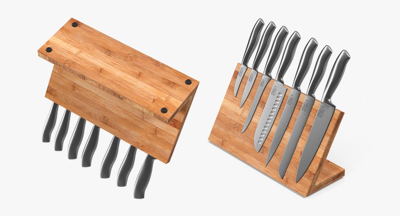 3D model Stainless Steel Knife Set Magnetic Block