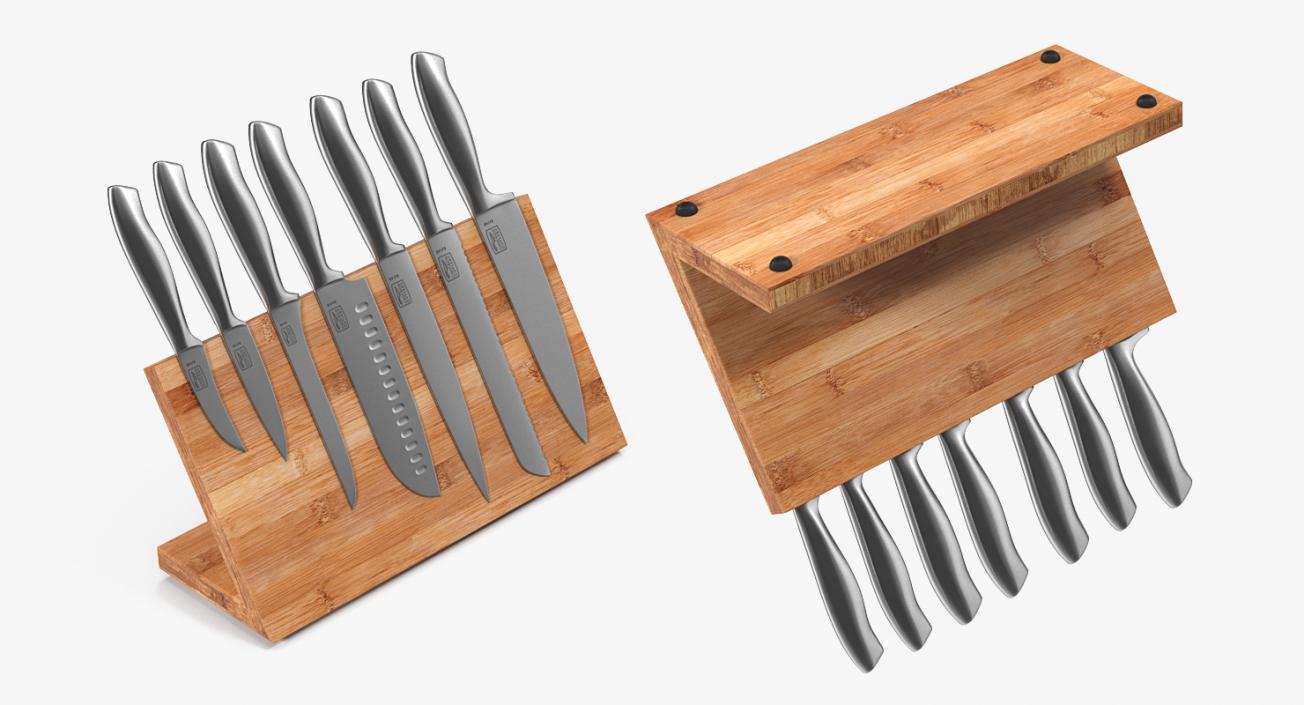 3D model Stainless Steel Knife Set Magnetic Block