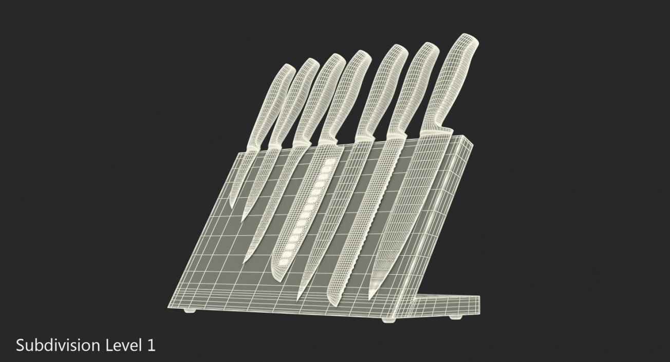 3D model Stainless Steel Knife Set Magnetic Block