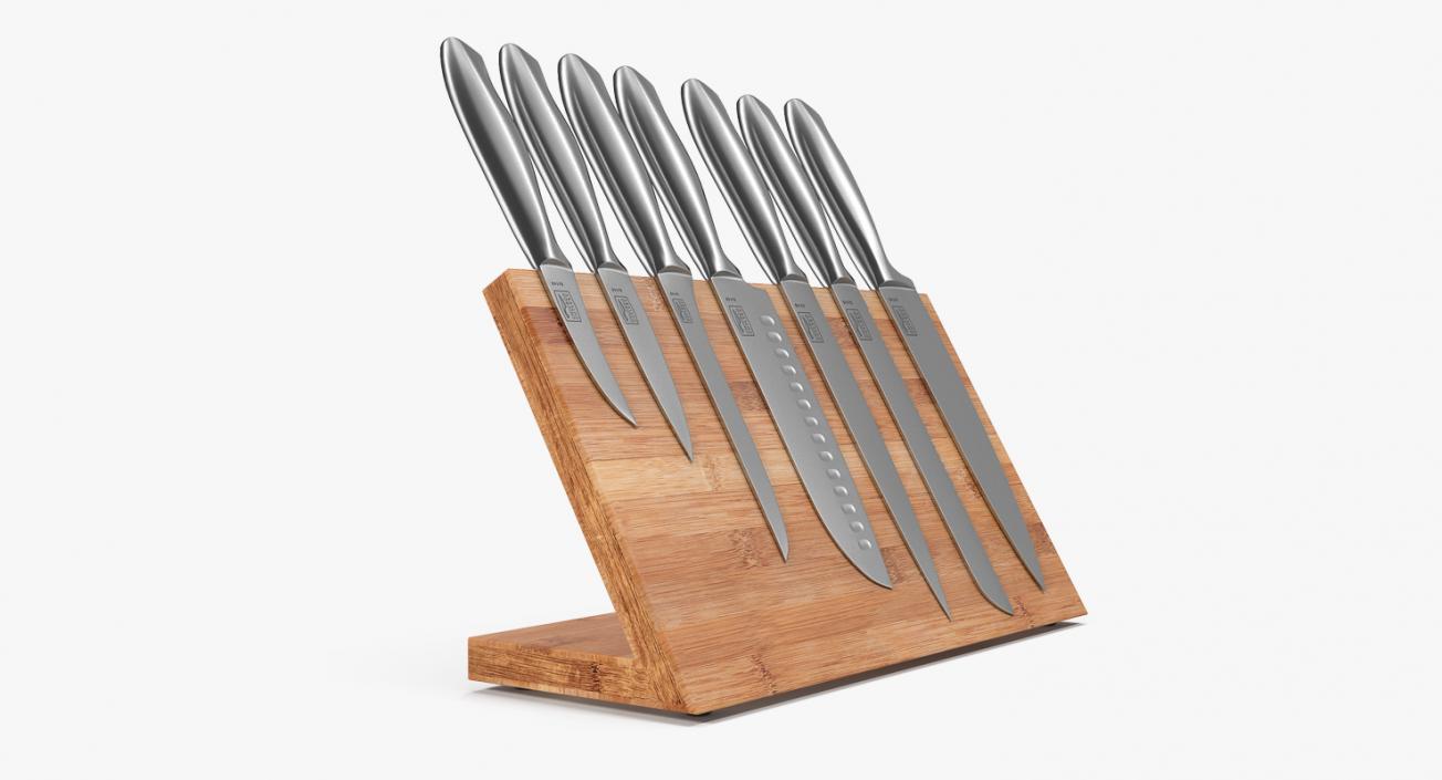 3D model Stainless Steel Knife Set Magnetic Block