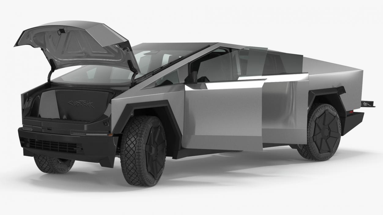 3D model Tesla Cybertruck 2024 Silver Rigged