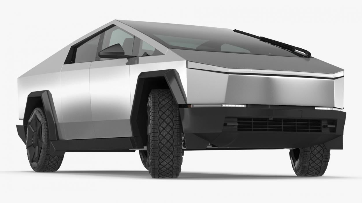 3D model Tesla Cybertruck 2024 Silver Rigged