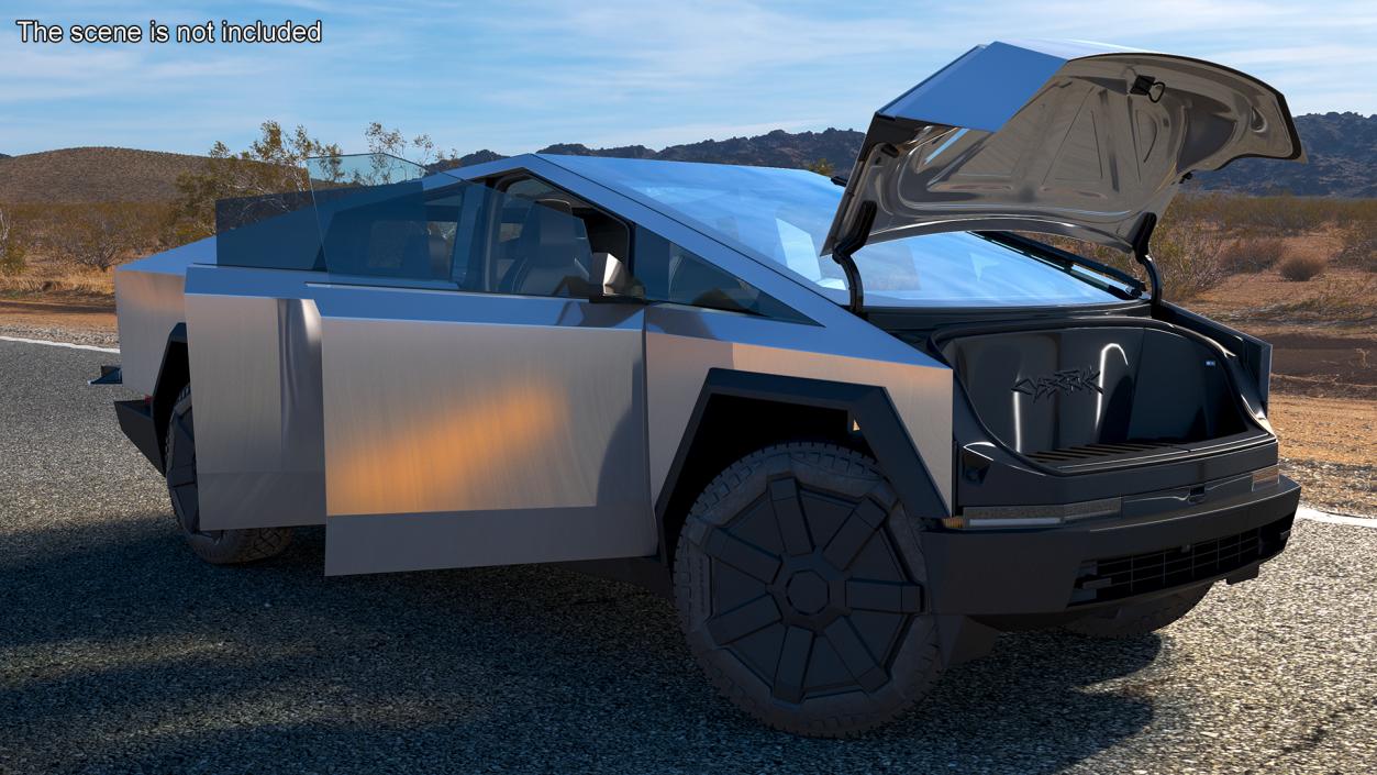 3D model Tesla Cybertruck 2024 Silver Rigged