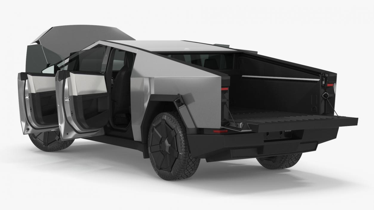 3D model Tesla Cybertruck 2024 Silver Rigged