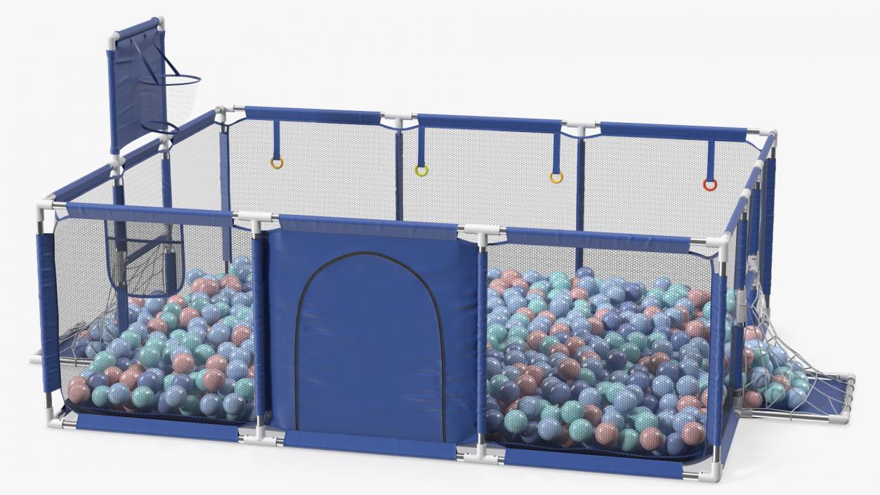 3D Baby Playpen Blue with Plastic Balls