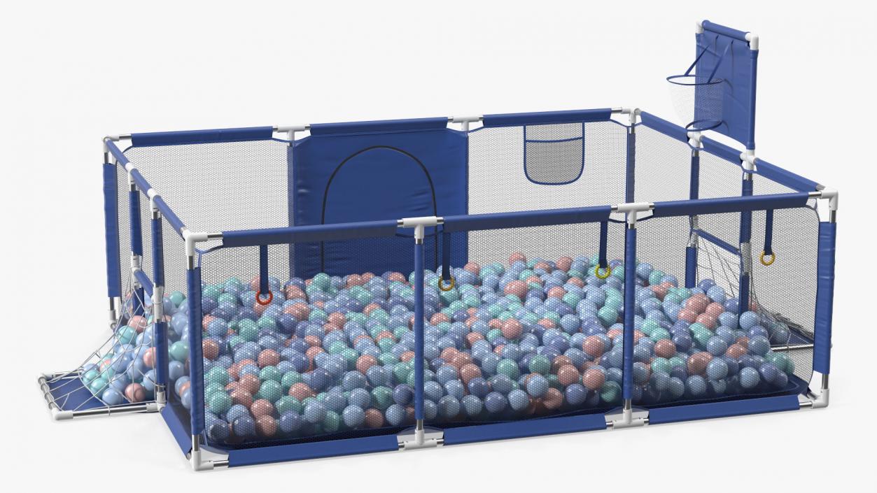 3D Baby Playpen Blue with Plastic Balls