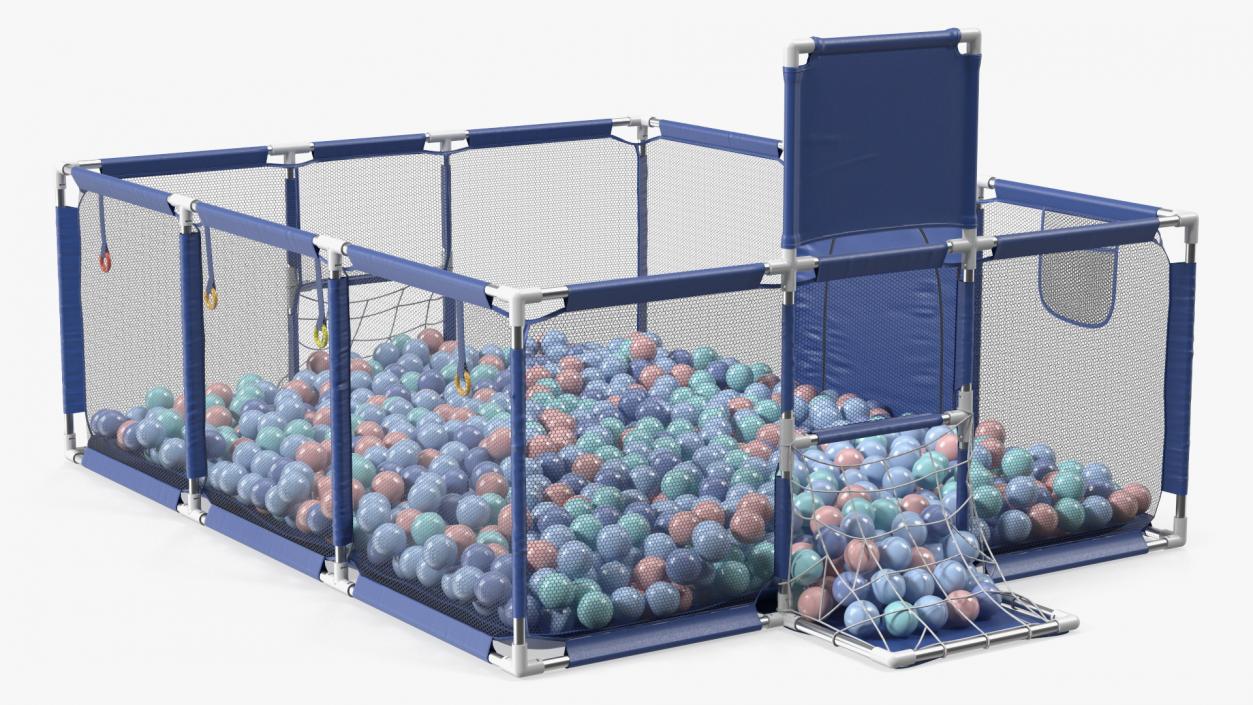 3D Baby Playpen Blue with Plastic Balls