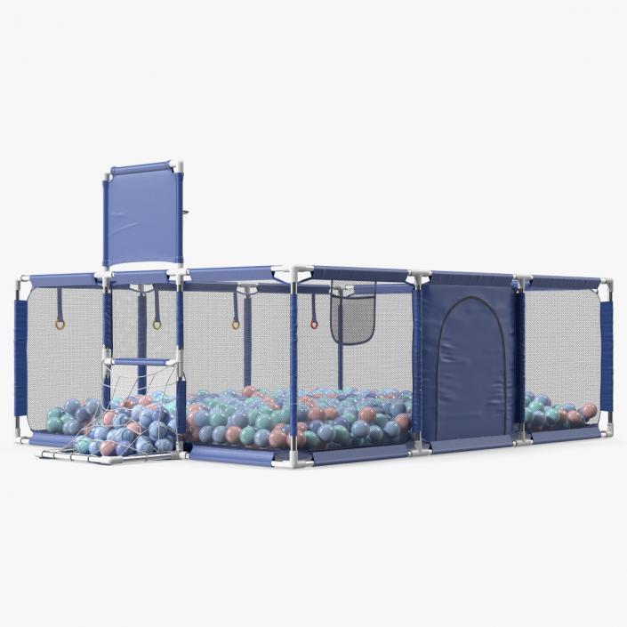 3D Baby Playpen Blue with Plastic Balls