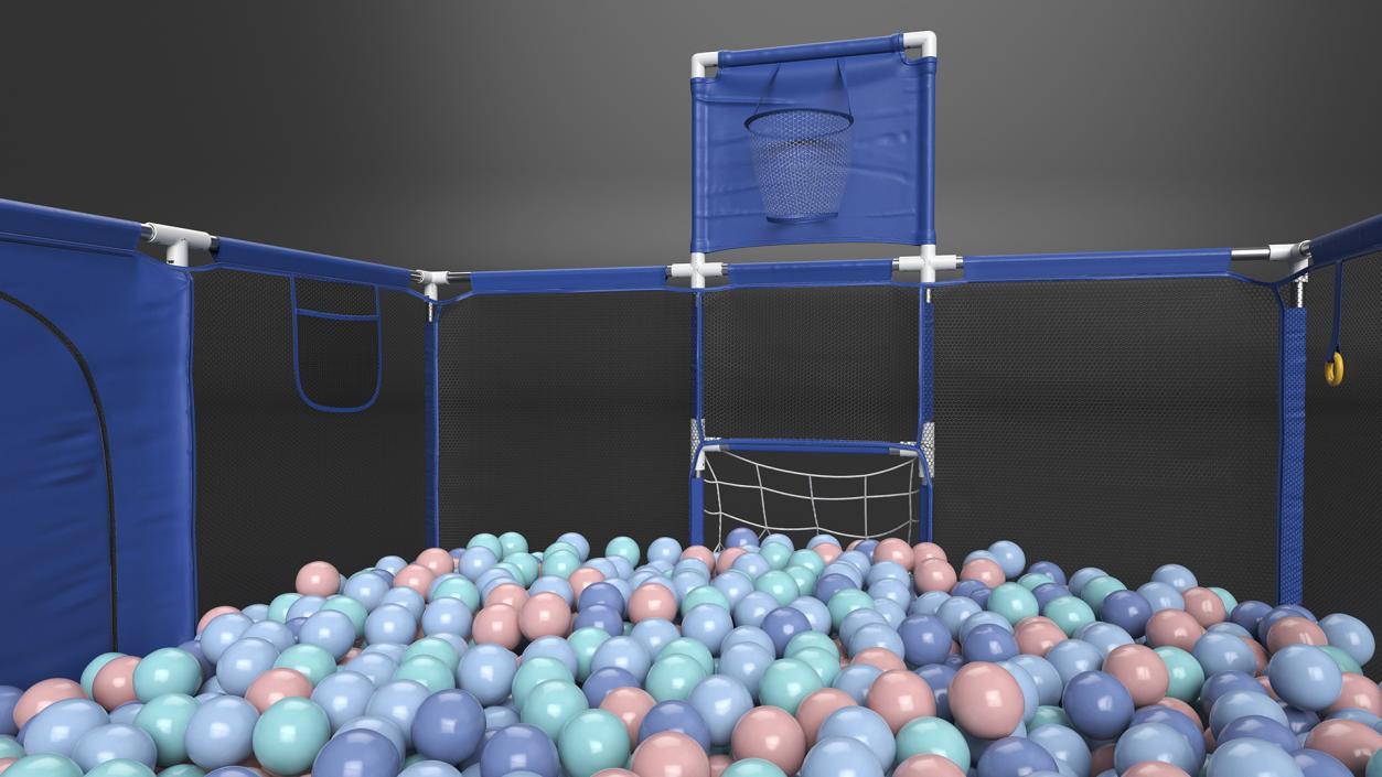 3D Baby Playpen Blue with Plastic Balls