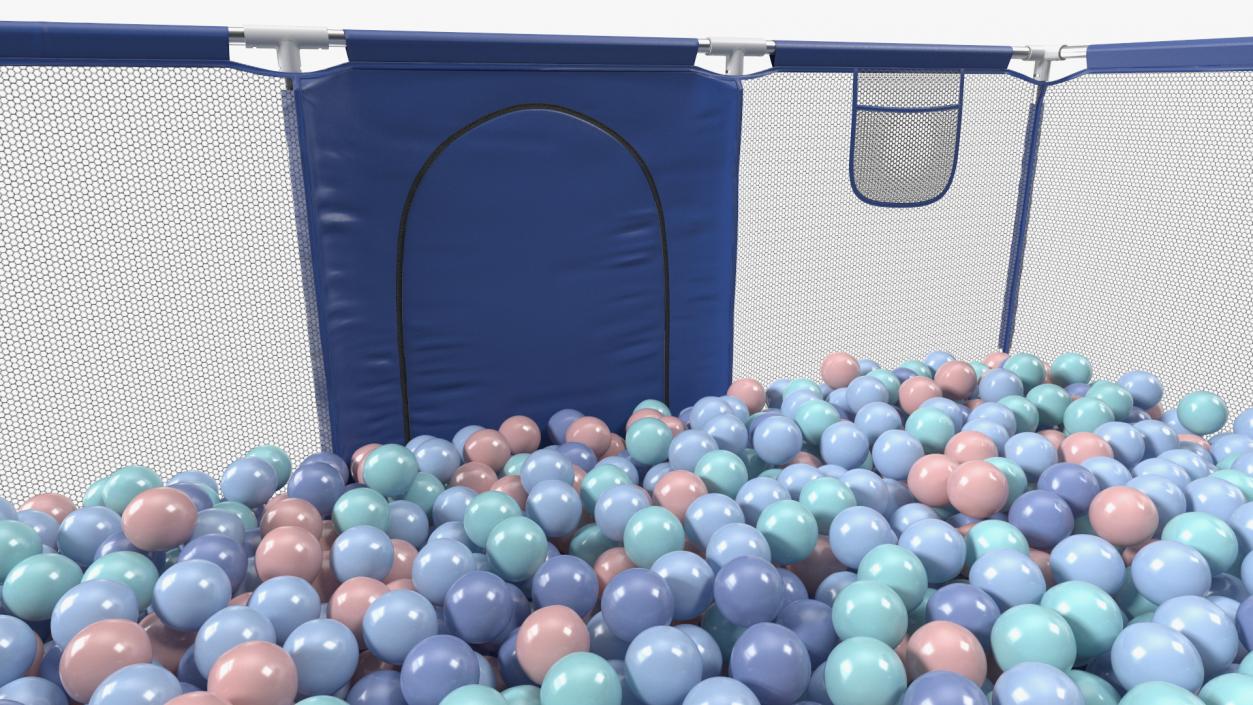 3D Baby Playpen Blue with Plastic Balls