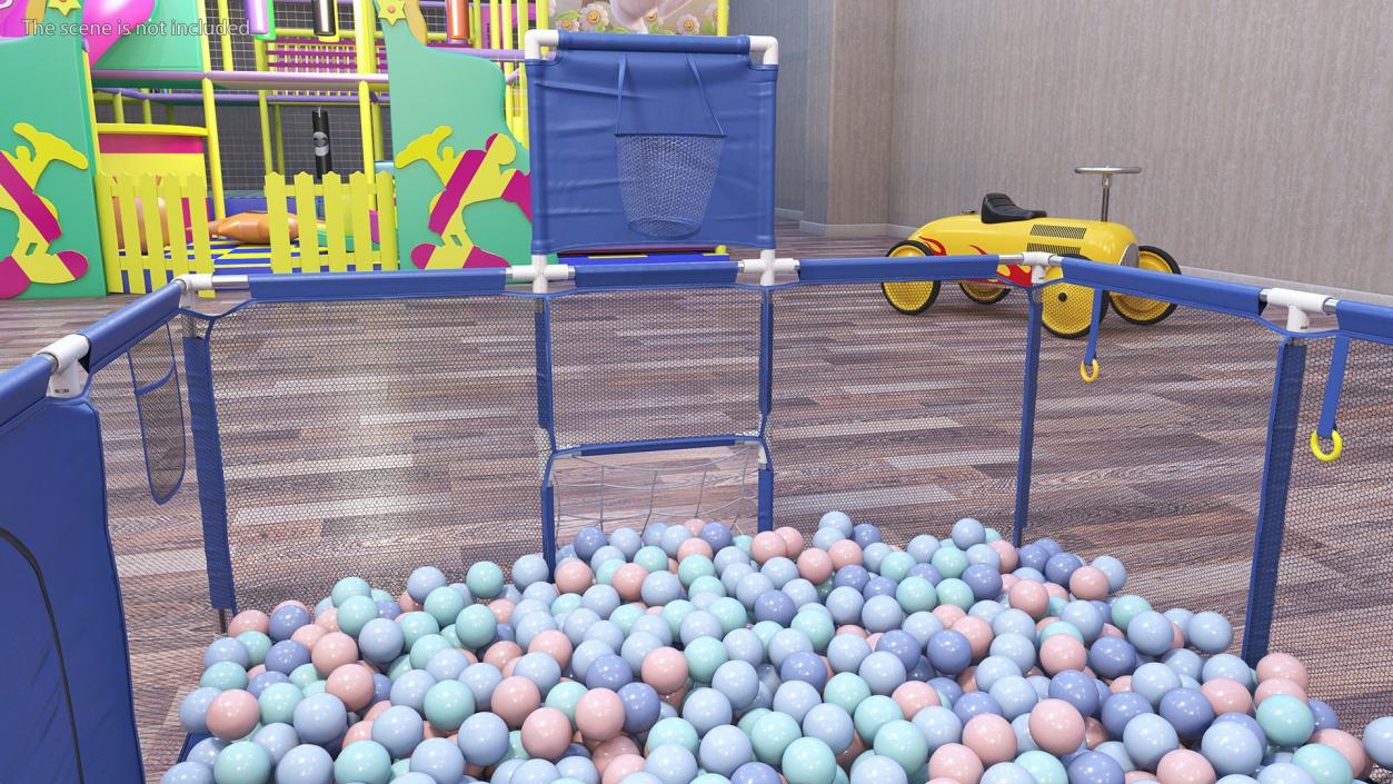 3D Baby Playpen Blue with Plastic Balls