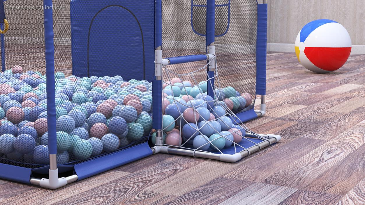 3D Baby Playpen Blue with Plastic Balls