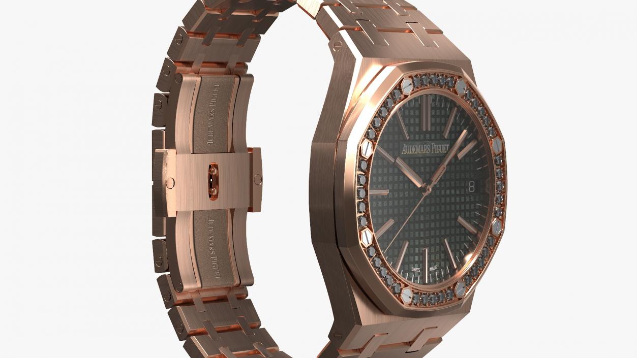 3D Audemars Piguet Royal Oak Khaki Diamond-Set Pink Gold model