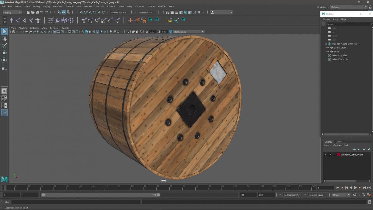 Wooden Cable Drum 2 3D model