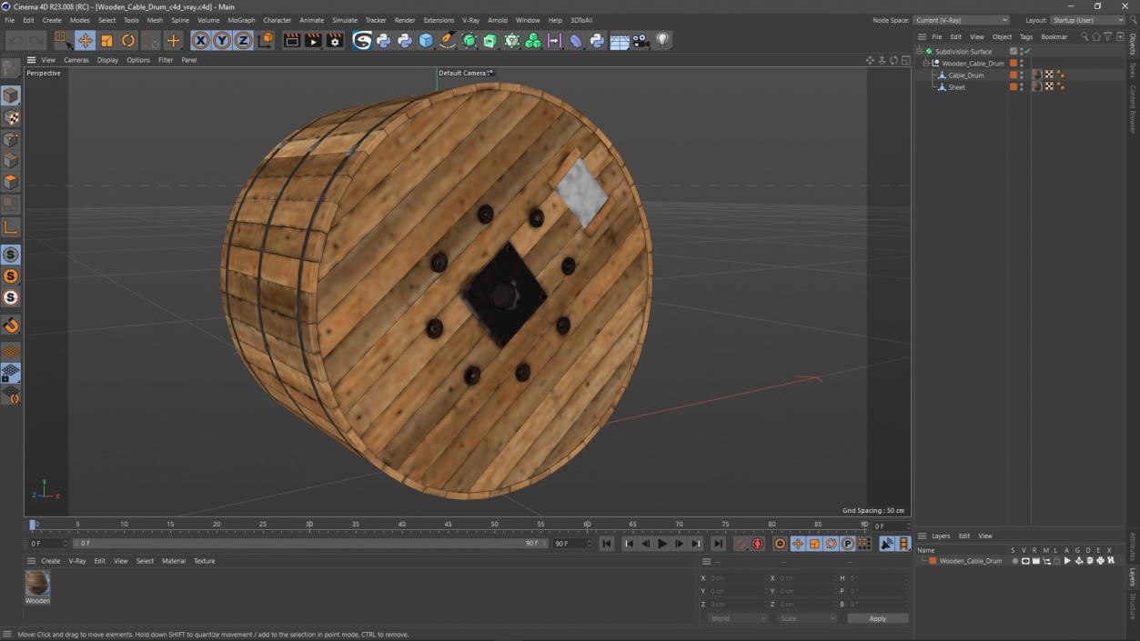 Wooden Cable Drum 2 3D model