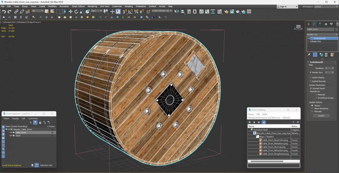 Wooden Cable Drum 2 3D model