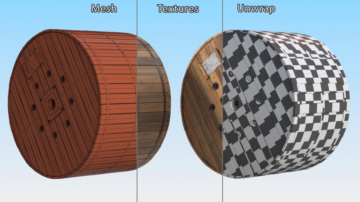 Wooden Cable Drum 2 3D model