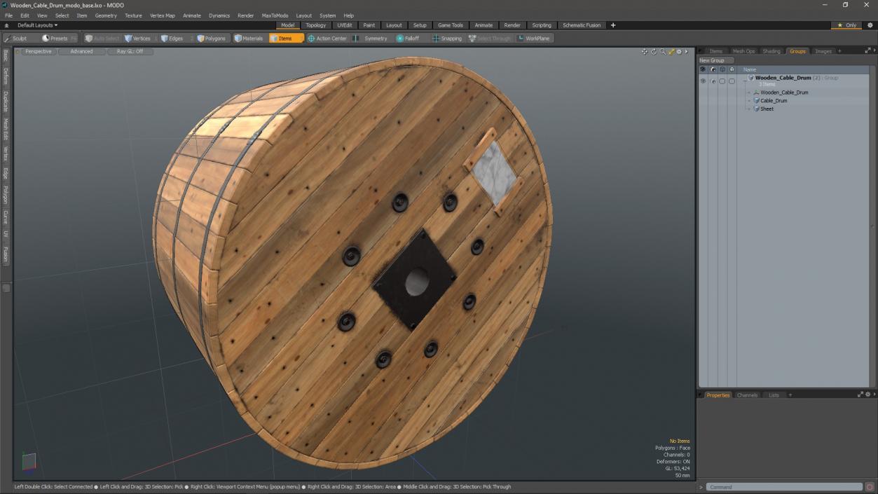 Wooden Cable Drum 2 3D model