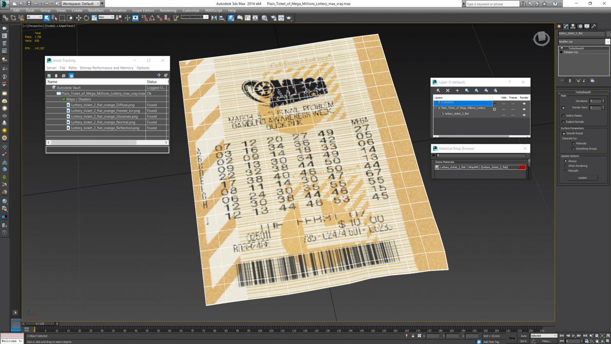 Plain Ticket of Mega Millions Lottery 3D