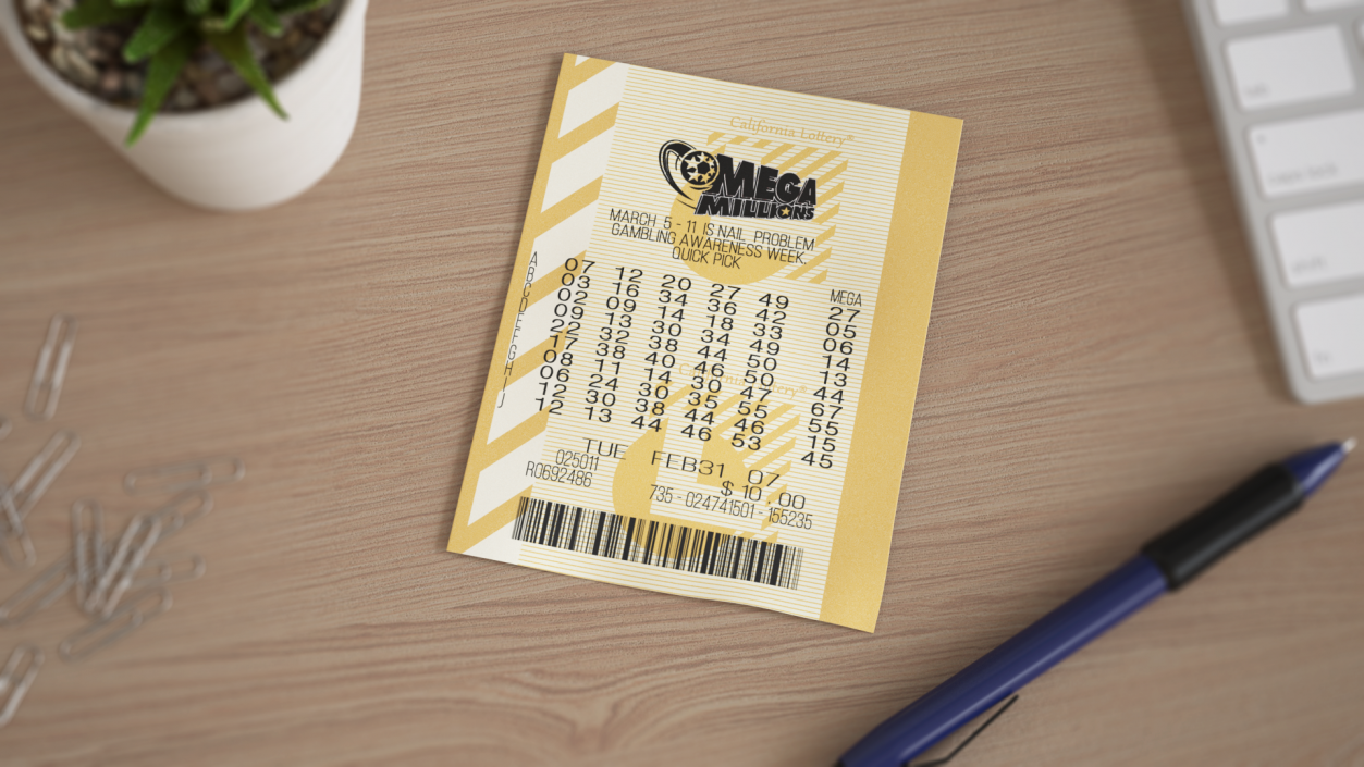 Plain Ticket of Mega Millions Lottery 3D