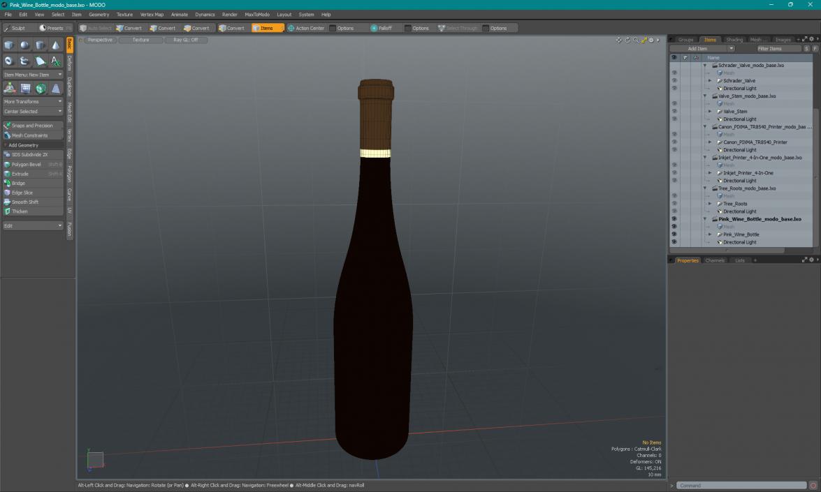 3D Pink Wine Bottle