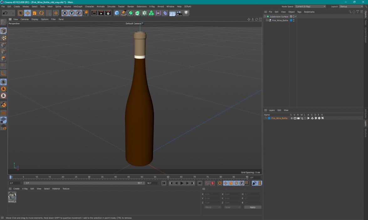 3D Pink Wine Bottle