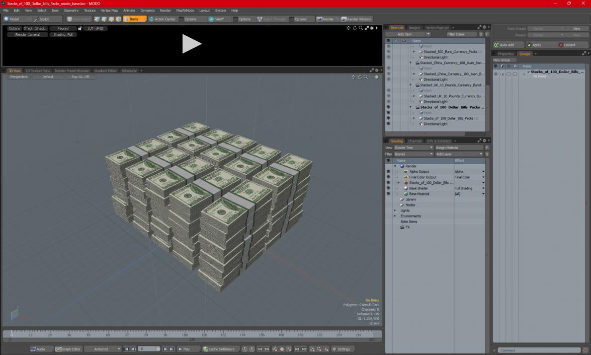 Stacks of 100 Dollar Bills Packs 3D