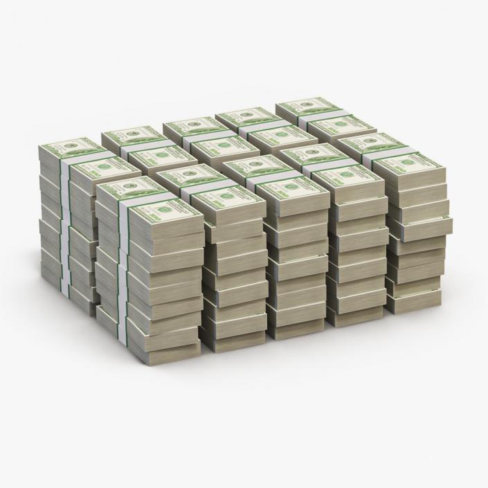 Stacks of 100 Dollar Bills Packs 3D