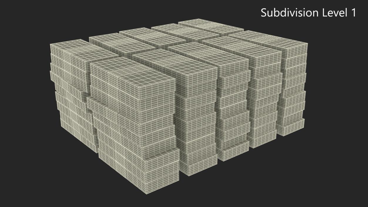 Stacks of 100 Dollar Bills Packs 3D