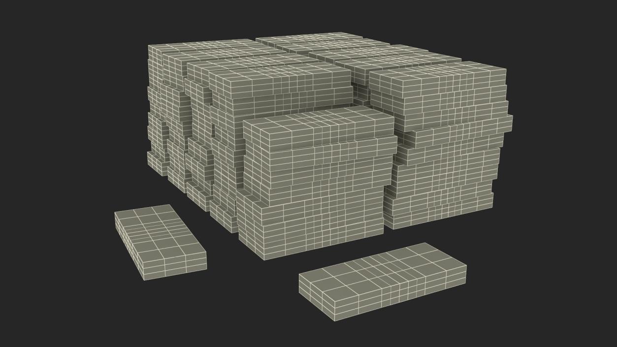 Stacks of 100 Dollar Bills Packs 3D