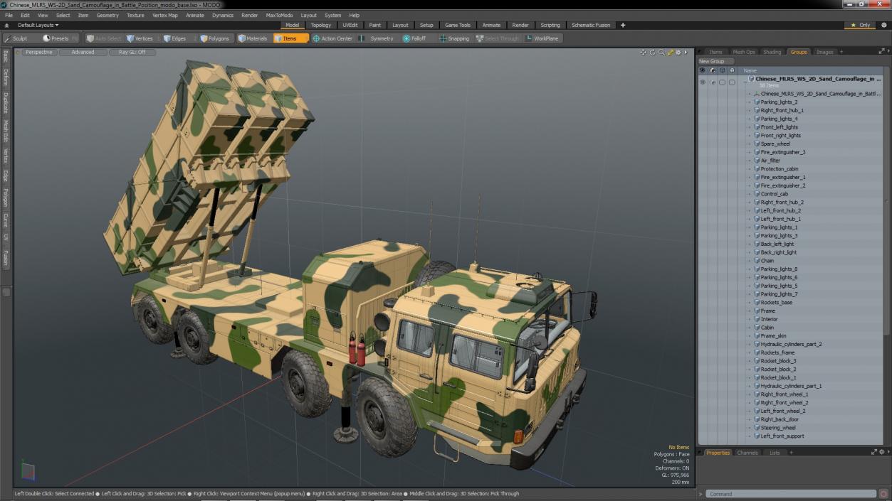 3D Chinese MLRS WS-2D Sand Camouflage in Battle Position model