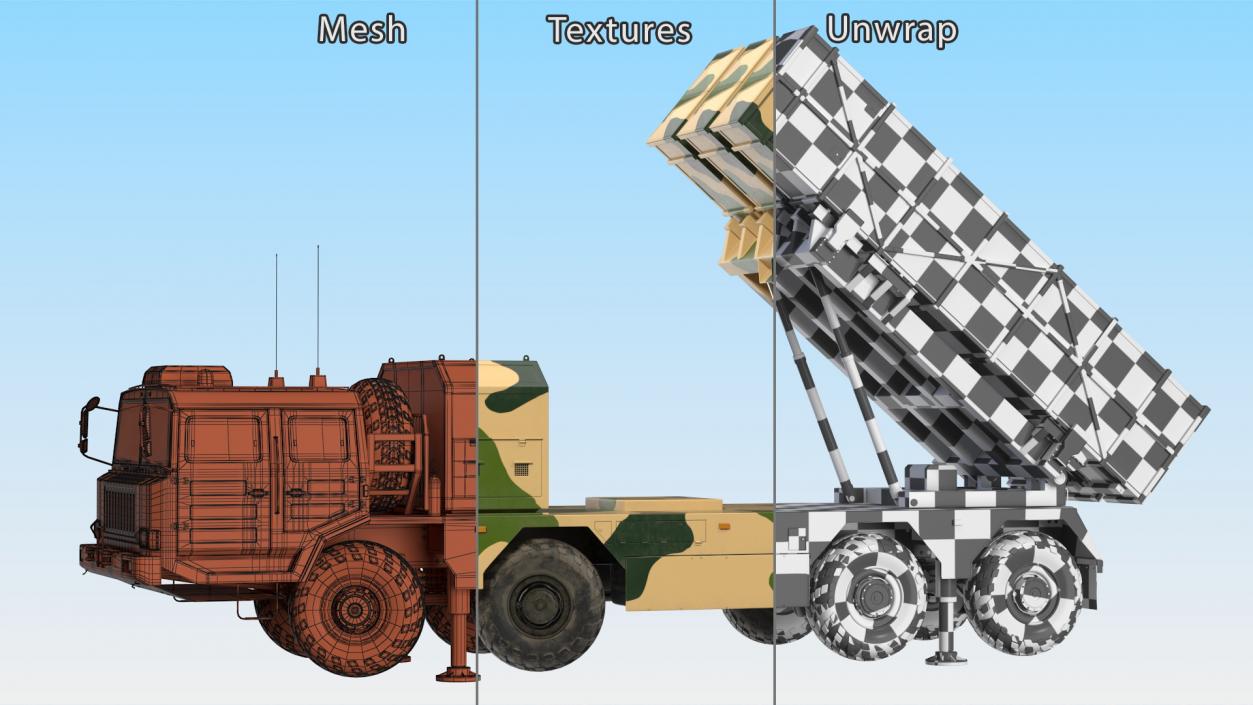 3D Chinese MLRS WS-2D Sand Camouflage in Battle Position model