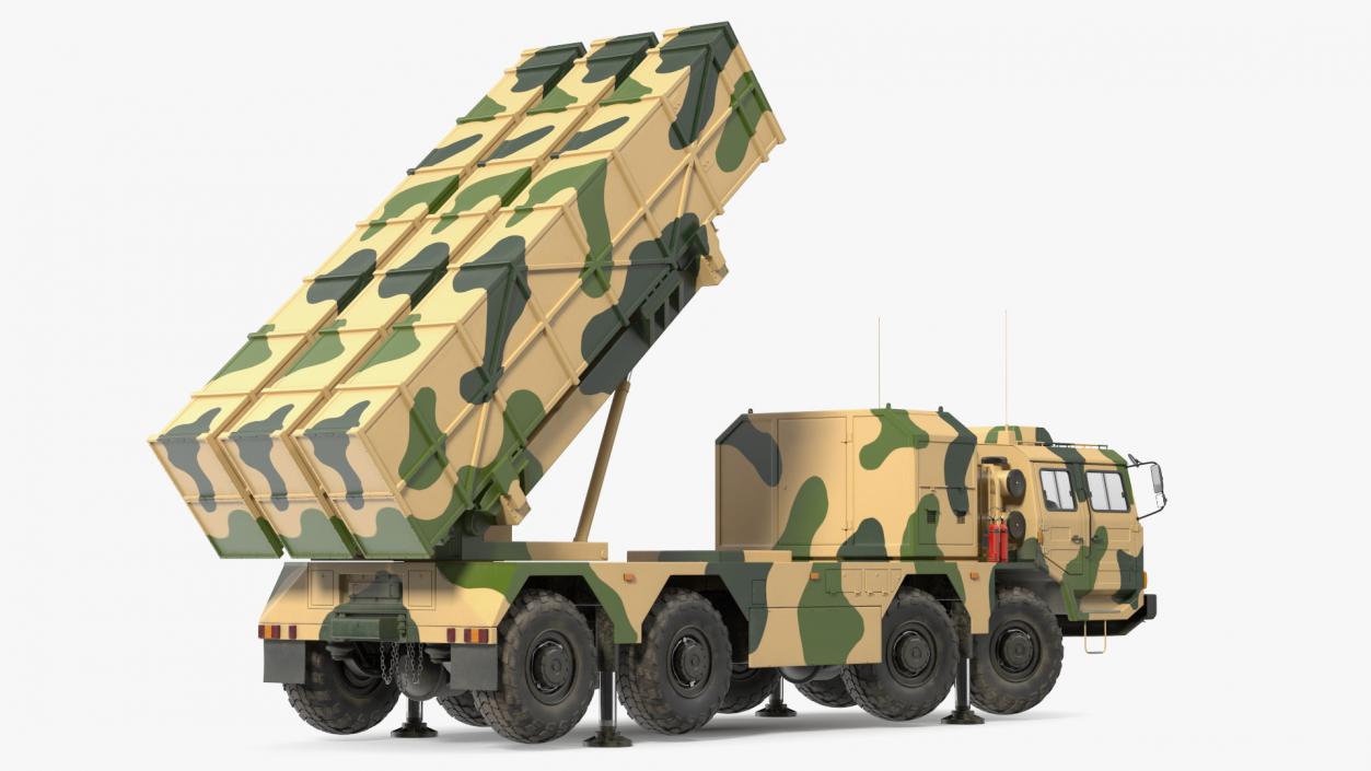 3D Chinese MLRS WS-2D Sand Camouflage in Battle Position model