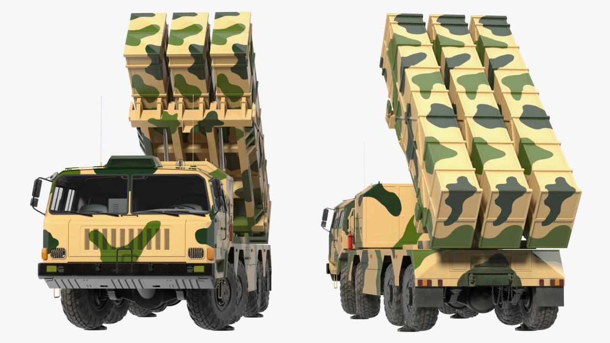 3D Chinese MLRS WS-2D Sand Camouflage in Battle Position model