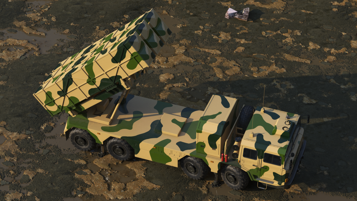 3D Chinese MLRS WS-2D Sand Camouflage in Battle Position model