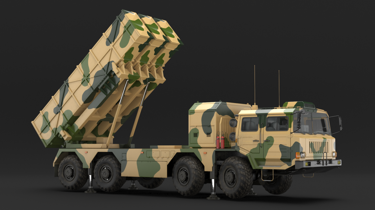 3D Chinese MLRS WS-2D Sand Camouflage in Battle Position model