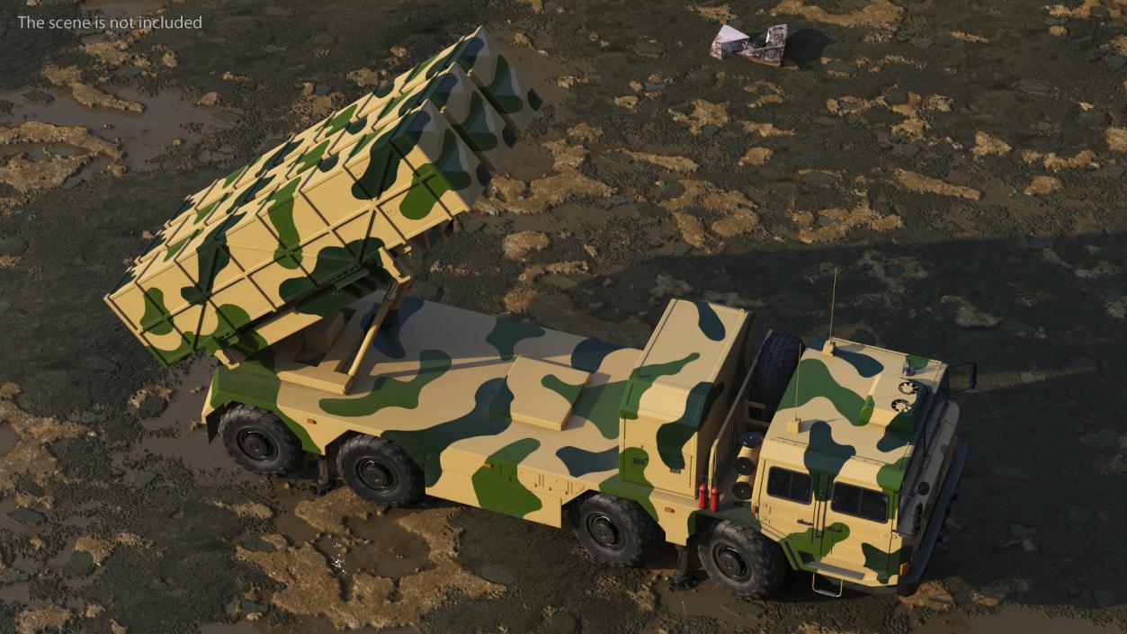 3D Chinese MLRS WS-2D Sand Camouflage in Battle Position model