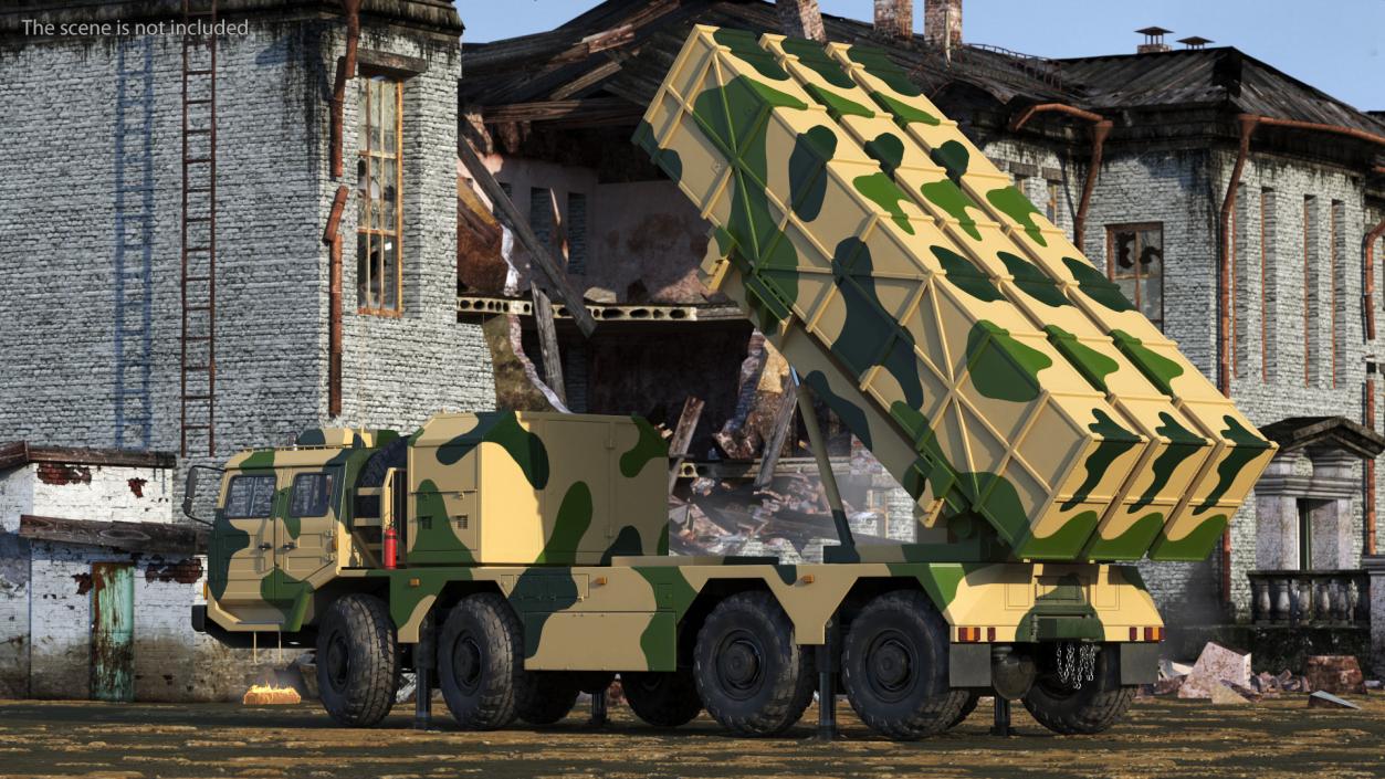 3D Chinese MLRS WS-2D Sand Camouflage in Battle Position model