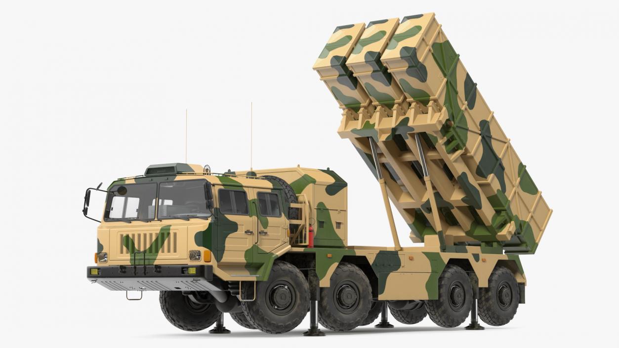 3D Chinese MLRS WS-2D Sand Camouflage in Battle Position model