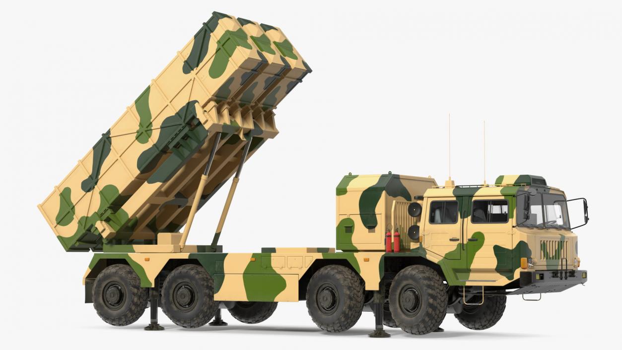 3D Chinese MLRS WS-2D Sand Camouflage in Battle Position model