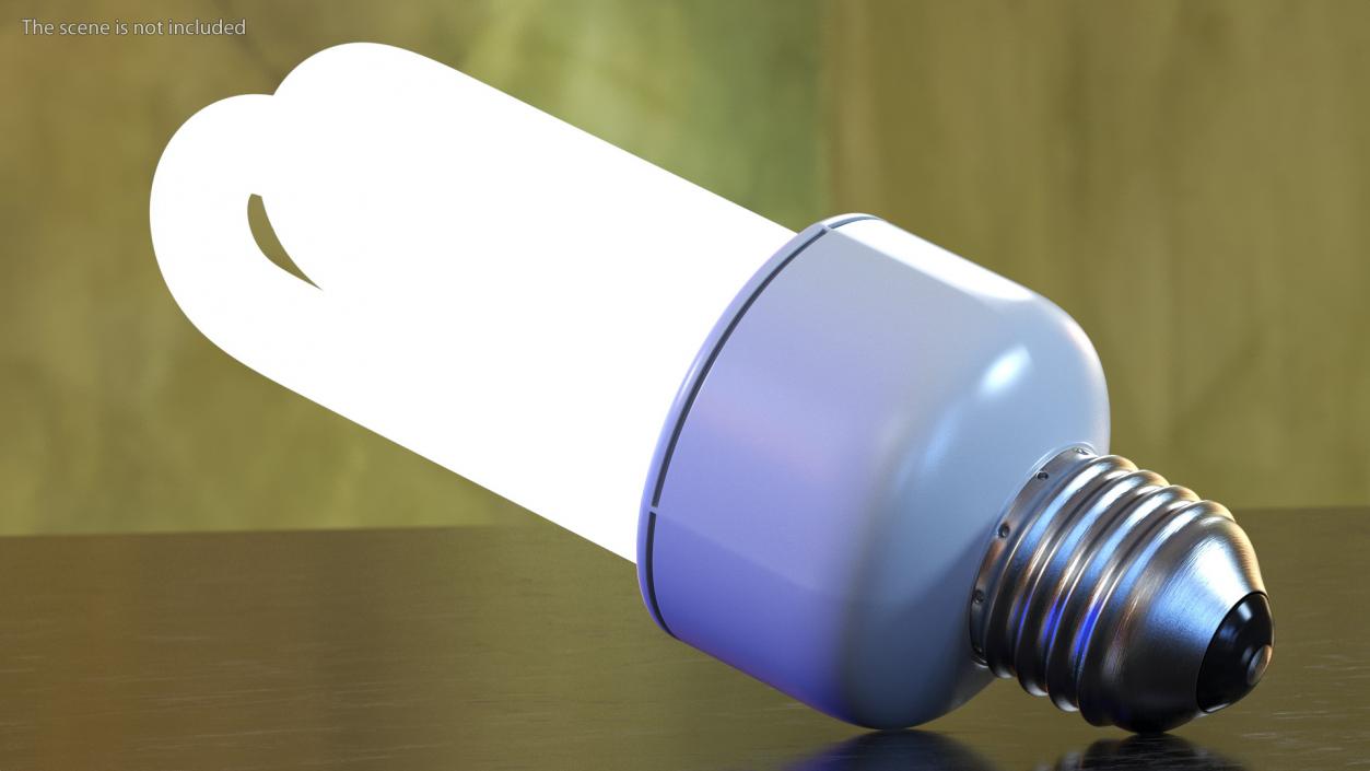 3D Compact Fluorescent Light Bulb ON model